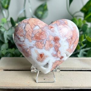 Pink Cotton Candy Agate Heart Carving D